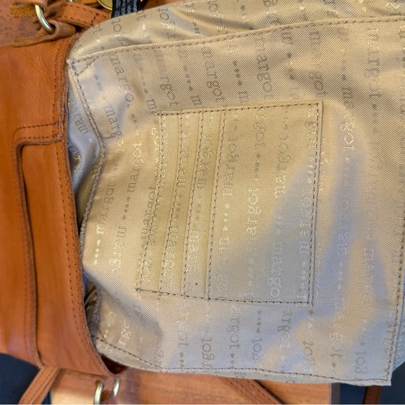 Margot New York Split Pocket Leather Crossbody in Cognac color - Picture 12 of 12